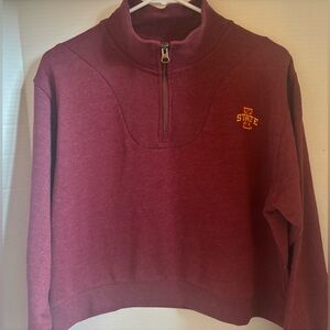 Iowa State Maroon Quarter-Zip cropped Sweatshirt large NWT